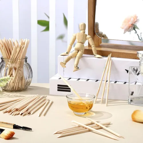 Vista 5 de Demissle Palitos de cera de madera para cejas, mini aplicador de depilación, labio, nariz, ceja, artesanía, pequeña espátula facial para depilación