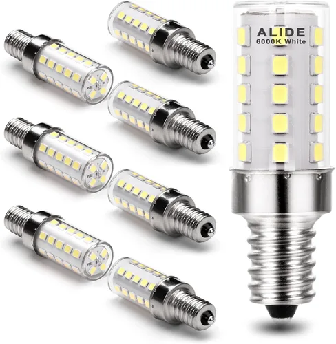 Vista 14 de ALIDE Bombillas LED E12 equivalentes a 40 vatios, 2700 K blanco cálido, bombilla LED E12 T6 C7 de 4 W para ventilador de techo, lámpara colgante