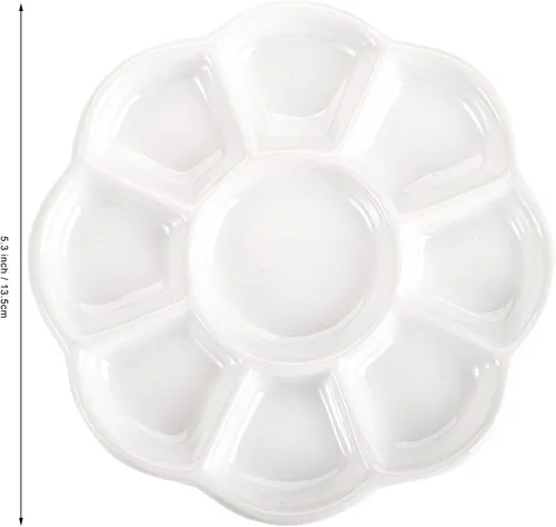 Vista 2 de Foraineam 3 piezas de cerámica paleta artista 9 pozos porcelana flor forma pintura aceite acuarela mezcla bandejas