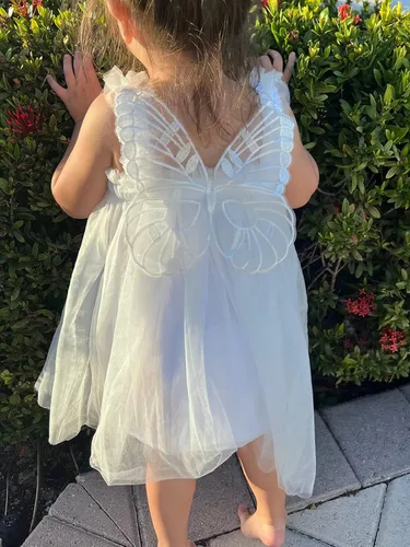 Vista 3 de Vestidos tutú de tul de mariposa en capas para niñas pequeñas, de algodón, tutú sin mangas, vestido de princesa
