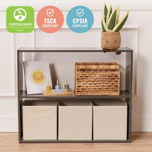 Vista 6 de ECR4Kids Streamline 2-Shelf Double-Sided Storage Cabinet, 30in, Classroom Furniture, Grey Wash