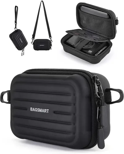 Vista 12 de BAGSMART Funda para cámara digital, bolsa pequeña para cámara con 2 formas Rosa bebé