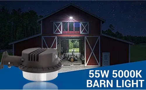 Vista 8 de Luz LED de granero del anochecer al amanecer con fotocélula, 55 W, 7500 lúmenes, 5000 K, incandescente de 500 W, reemplazo HID de 200 W, luz