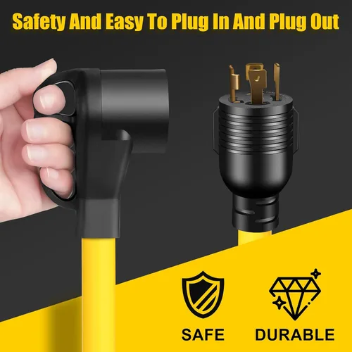 Vista 6 de Cable adaptador de generador RV de 4 clavijas y 30 amperios con mango de agarre, bloqueo giratorio L14-30P macho a hembra 14-50R, STW resistente 10