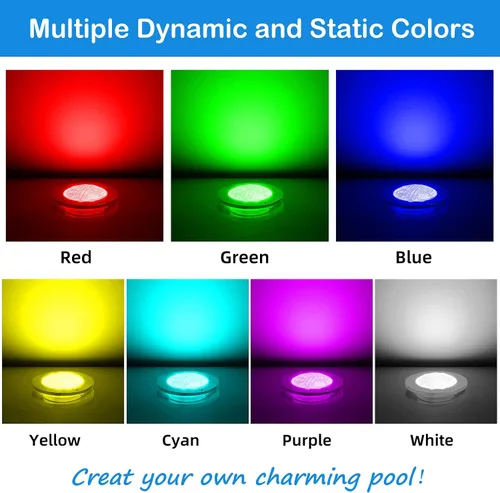 Vista 2 de Luces de piscina para piscina enterrada, 54 W, 10 pulgadas, luz LED grande multicolor para piscinas enterradas con cable de 50 pies para nicho