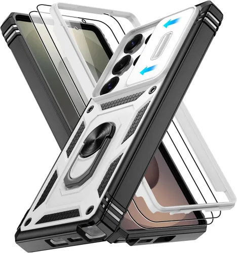 Vista 81 de Gritup Funda para Google Pixel 6 con cubierta deslizante para cámara y protector de pantalla (2 unidades), soporte de anillo giratorio 360°, funda