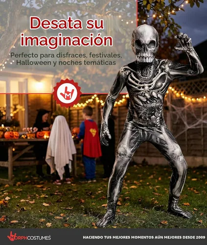 Vista 6 de Morphsuits Skeleton Costume Kids, Kids, Boys Halloween Costume