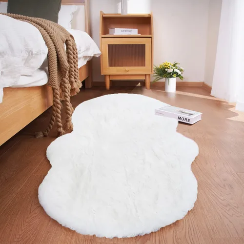 Vista 56 de Ghouse Alfombra ultrasuave de pelo sintético de conejo 2x3, alfombras lavables a máquina para dormitorio, alfombras esponjosas para sala de estar