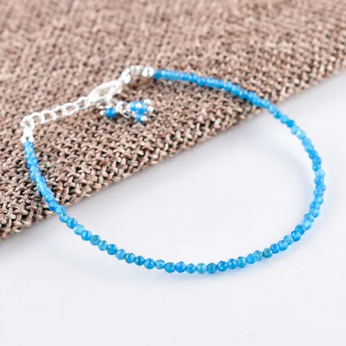 Vista 60 de Natural Gemstone Micro Round Beads Dainty Choker Bangle Bracelet, Handmade Jewelry for Women, Healing Chakra Crystals Silver Plated Chain 8 inch