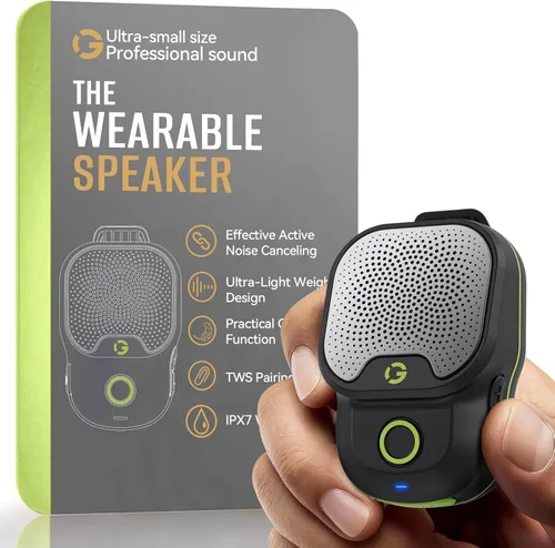 Vista 8 de Altavoz Bluetooth portátil, Bluetooth 5.4 Clip en altavoz inalámbrico con micrófono, función TWS, 12 horas de reproducción, IPX5 impermeable, mini