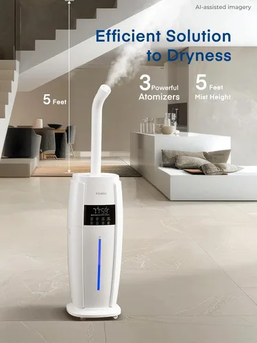 Vista 4 de FOHERE Humidificador de habitación grande de 4.8 galones/18 litros, humidificador silencioso para toda la casa para plantas del hogar, oficina