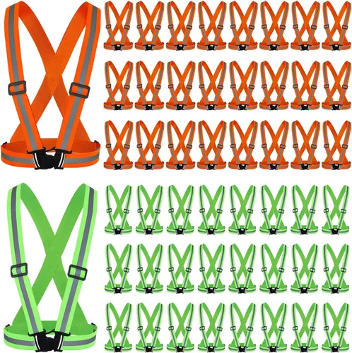Vista 14 de Hercicy 20 chalecos reflectantes de alta visibilidad, correas ajustables para equipo de correr, reflector ligero para construcción (negro)