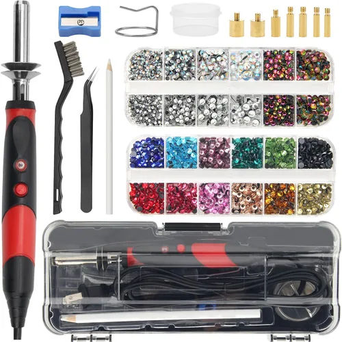Vista 8 de Catcan Herramienta Aplicadora de Hotfix, Kit Aplicador de Rhinestones Hotfix Bedazzler con 2 Cajas de Rhinestones de Cristal AB Herramienta