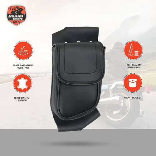 Vista 3 de Daniel Smart - Bolsa de cuero para motocicleta, bolsa de protección para el lado izquierdo, bolsa de almacenamiento con cierre a presión