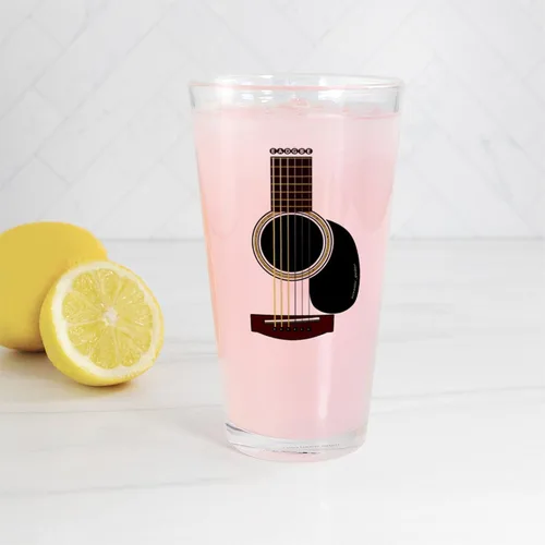 Vista 3 de CafePress Pinta de vidrio para guitarra acústica, 16 oz. Vaso para beber