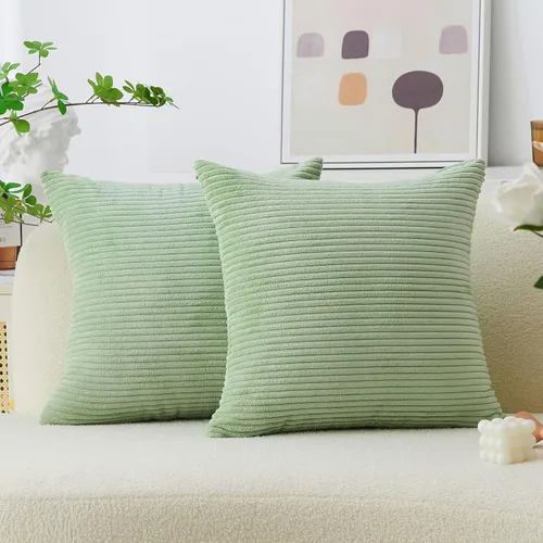 Vista 23 de Home Brilliant - Juego de 2 fundas de cojín decorativas de terciopelo a rayas, 16 x 16 pulgadas, para sillas y sofás, color verde salvia, verde