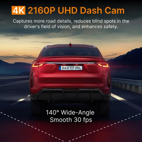 Vista 2 de Miofive Cámara de salpicadero delantera – Cámara de salpicadero 4K UHD para coches, Bluetooth incorporado, Wi-Fi de 5G, GPS, pantalla IPS de 3