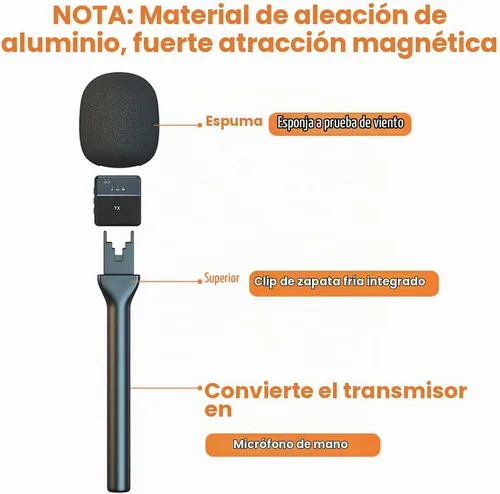 Vista 4 de Mango de micrófono para DJI RODE Soporte de mano para micrófono inalámbrico GO, soporte de micrófono de entrevista para todos los micrófonos
