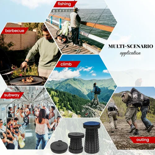 Vista 6 de Paquete de 2 taburetes plegables con cojines y bolsas de transporte, capacidad de carga de 1000 libras, taburete telescópico portátil resistente