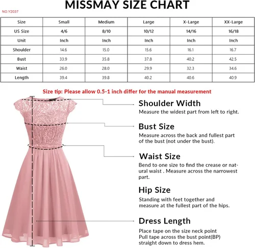 Vista 6 de MISSMAY Vestido de fiesta formal con cuentas de encaje floral elegante para mujer