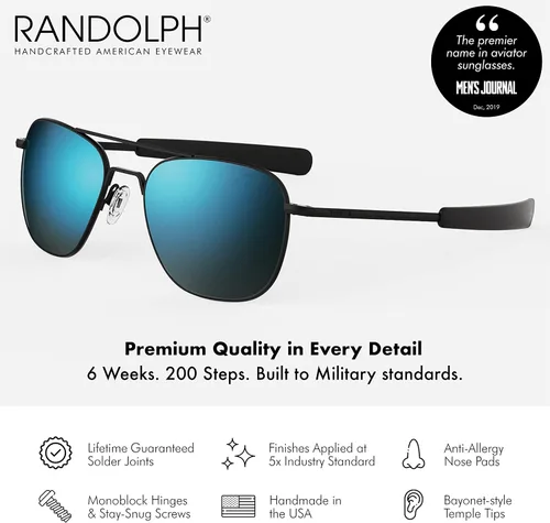 Vista 3 de Randolph Eyewear Classic Aviator Sunglasses for Men and Women Aviator Glasses Non-Polarized and UV Protection Sunglasses