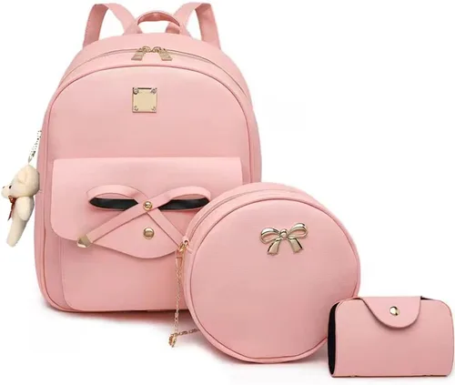 Vista 9 de MACCINELO Linda mochila de cuero para mujer, mochila pequeña con lazo para regalo de niñas, bolsa de hombro para mujer, 3