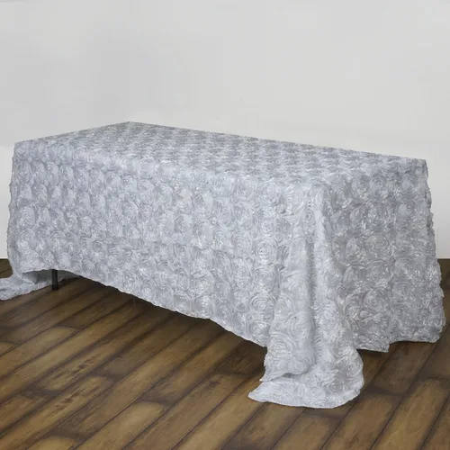 Vista 8 de BalsaCircle Mantel rectangular con rosetas elevadas de satén negro de 90 x 156 pulgadas, para bodas, fiestas, comedor