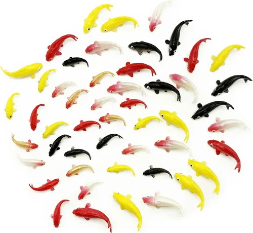 Vista 3 de 50 figuras diminutas de peces Koi para casa de muñecas en miniatura Mini cosas para manualidades, jardín de hadas, decoración de micro paisajes