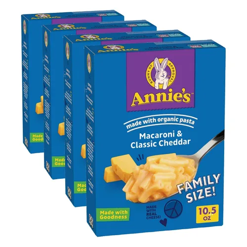 Vista 11 de Annie's Macarrones y Cheddar clásico con pasta orgánica, hechos con queso real, acompañamiento de cena o aperitivo, 6 onzas Fabricado con pasta