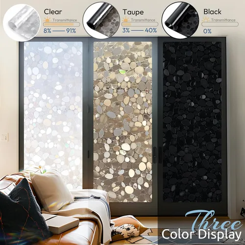 Vista 3 de rabbitgoo Película opaca total para ventana, película de privacidad con bloqueo de luz solar, cubierta de vidrio negro para oscurecer la habitación