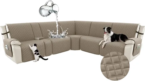 Vista 90 de Arfntevss Fundas para sofá seccional reclinable para sofá seccional en forma de L, funda antideslizante lavable para sofá reclinable con forma de L