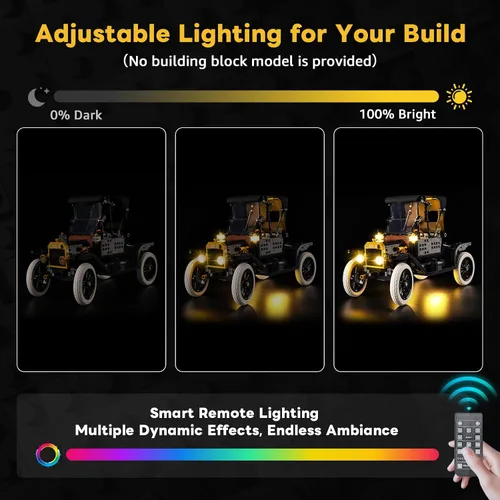 Vista 3 de Kyglaring LED Light Kit Compatible with Lego 11376 Ford Model T Building Blocks, Upgrade Remote Control Lighting Accessories for Lego 11376