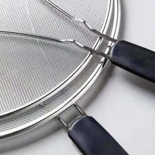 Vista 4 de Pantalla contra salpicaduras para sartén: protector de salpicaduras de grasa de acero inoxidable para cocinar, pantalla de malla para freír mantiene