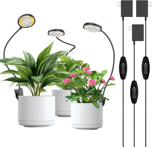 Vista 10 de Luz de cultivo con clip de 12 W para plantas de interior, luz de planta con clip de maceta con cuello de cisne flexible, luz de crecimiento pequeño