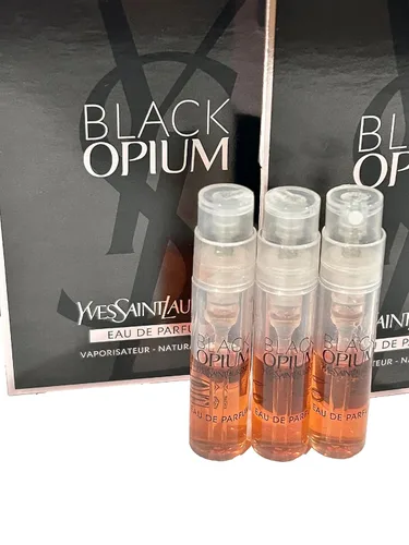 Vista 3 de Yves Saint Laurent YSL Black Opium EDP Muestra Perfume para mujer 1.2 ml / 0.04 oz - set de 3