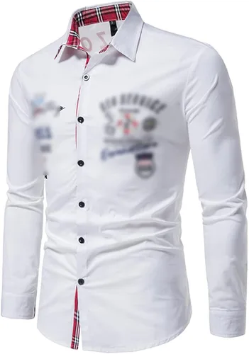 Vista 5 de Camisa vintage para hombre, estilo militar, amarilla, con letra y letra