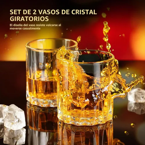 Vista 2 de Juego de 2 vasos de whisky de 11 onzas, vaso de bourbon, vasos de rocas