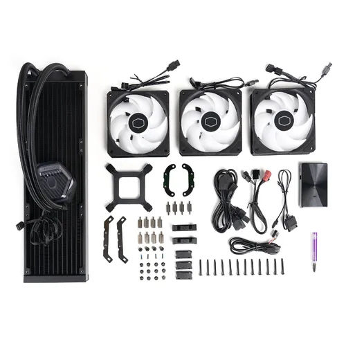 Vista 14 de Cooler Master 360 Atmos Enfriador líquido AIO de circuito cerrado impulsado por el rendimiento, R9 Ultra 9, bomba aRGB de doble cámara, radiador