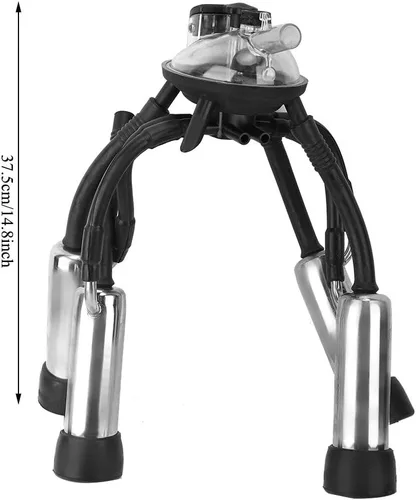 Vista 7 de Racimo de ordeño, racimo de ordeño de vaca gruesa de goma de acero inoxidable de 240 CC con un gancho, colector de leche de vaca de estructura