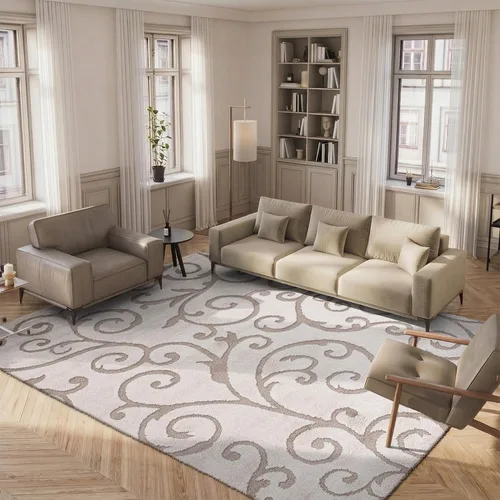 Vista 45 de SAFAVIEH Florida Shag Collection - Alfombra decorativa, 2 x 3 pies, color crema y beige, diseño de volutas, no desprende pelusa y fácil de limpiar