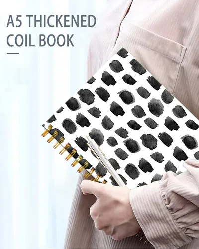 Vista 4 de Cuaderno de espiral iampanda, encuadernación fuerte de doble alambre con papel premium para mujeres y niñas, lindo cuaderno/diario de 60 hojas A5