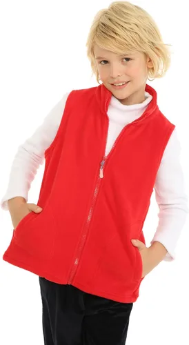 Vista 4 de Mud Kingdom Chaleco de forro polar para niños y niñas, chaleco liso con cremallera completa, sin mangas