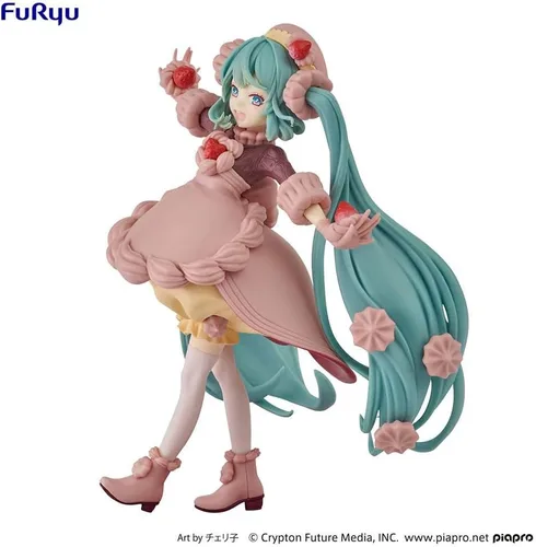 Vista 5 de Furyu AMU-SHP0553 Hatsune Miku SweetSweets Series Miku Figura corta de chocolate con fresa