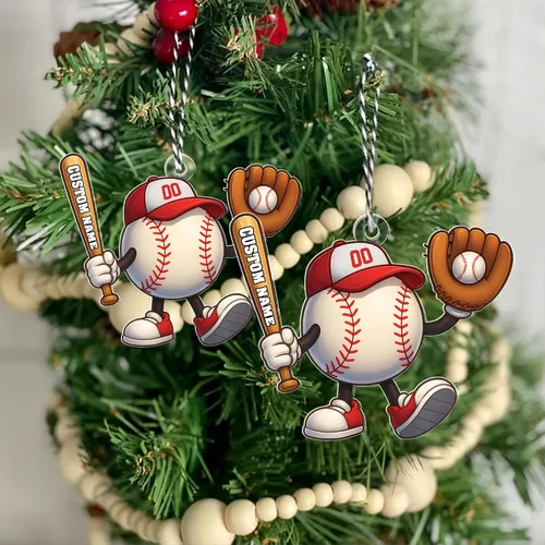 Vista 5 de Personalized Baseball Christmas Ornament Custom Player Gift Decor 25on335