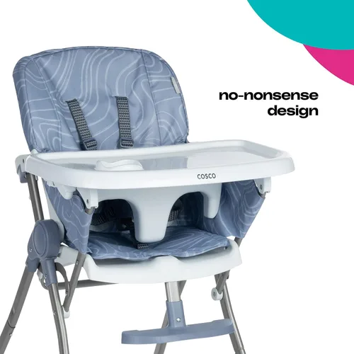 Vista 2 de Cosco Silla alta ajustable de pliegue simple, se pliega y se sostiene por sí sola, por lo que es fácil de almacenar o llevar sobre la marcha, ondas