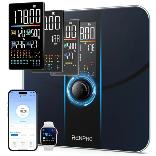 Vista 2 de RENPHO Báscula inteligente para peso corporal, báscula de grasa corporal para IMC, grasa corporal, masa muscular, báscula digital de cocina RENPHO