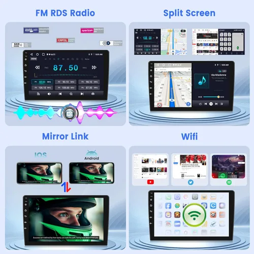 Vista 5 de [2G+64G] Estéreo de coche Android de doble DIN de 10.1 pulgadas, radio de pantalla táctil de 10 pulgadas con CarPlay inalámbrico y cableado/Android