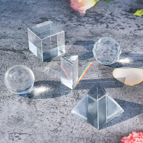 Vista 7 de Supkiir Paquete de 5 prismas de fotografía de cristal óptico K9 con bola de cristal, prisma triangular, bola de prisma de lente y pirámide óptica
