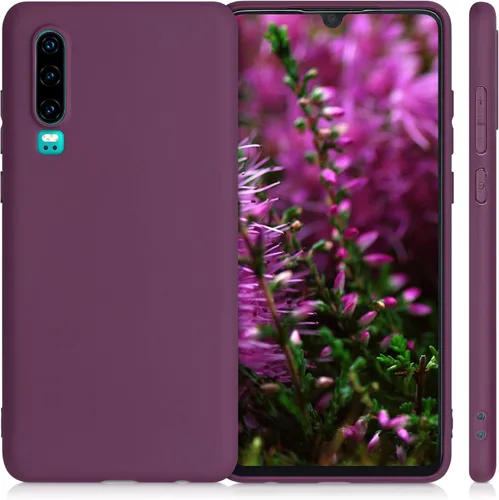 Vista 5 de kwmobile Funda compatible con Huawei P30 - Funda protectora de silicona TPU suave y delgada - Violeta burdeos