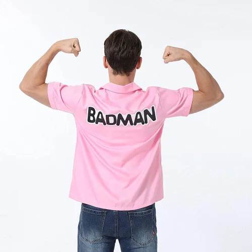 Vista 6 de Camisa de hombre de anime de Halloween camisa Badman camisa rosa Vegeta ropa diaria cuello básico de verano camisas tejidas de manga corta Rosado
